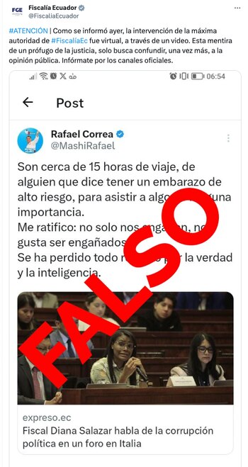 La Fiscalía del Ecuador desmintió