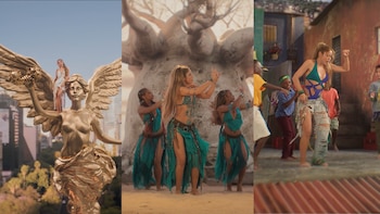 El video recorre escenarios emblemáticos como el Ángel de la Independencia en Ciudad de México, paisajes africanos con el baobab y favelas sudamericanas - crédito captura de pantalla Shakira/ Youtube