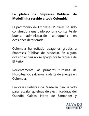 Comunicado de Álvaro Uribe sobre