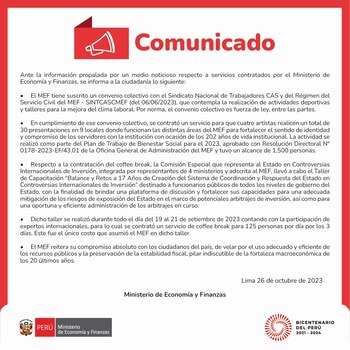 Comunicado del MEF
