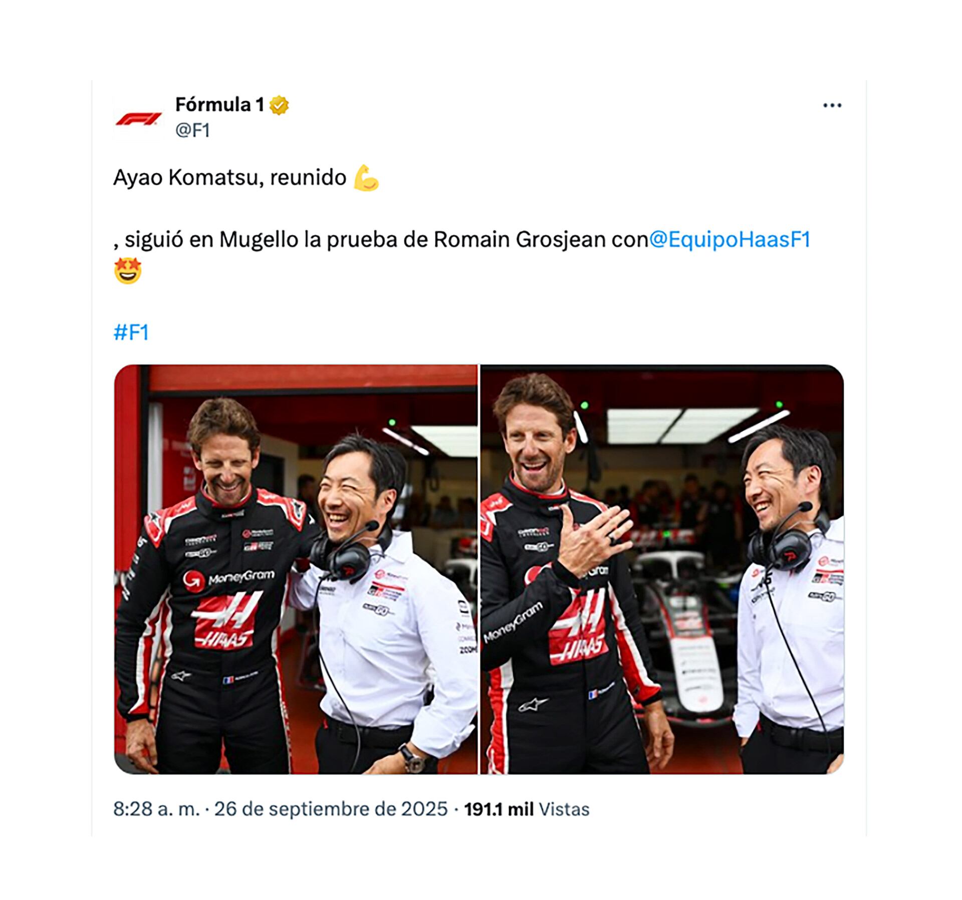 Romain Grosjean, feliz tras reencontrarse con Ayao Komatsu (@f1)