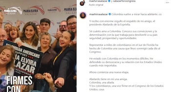 María Elvira Salazar agradeció el respaldo del presidente de la República, Abelardo de la Espriella previo a las elecciones legislativas de mitad de mandato en EE. UU. - crédito @maelvirasalazar/Instagram