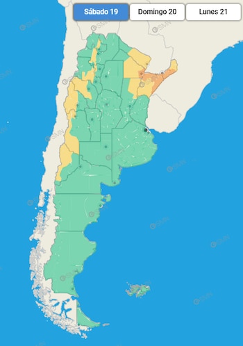 Las regiones que estarán bajo alerta este sábado