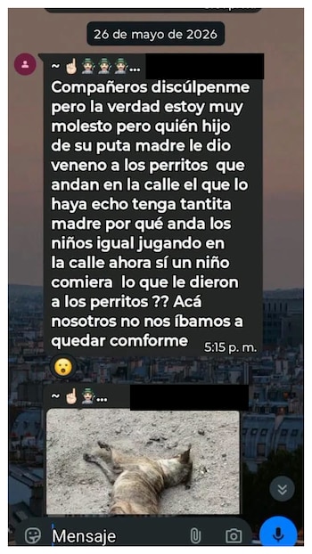 Denuncia de vecinos en el grupo de Whatsapp de la colonia. Crédito: Redes Sociales