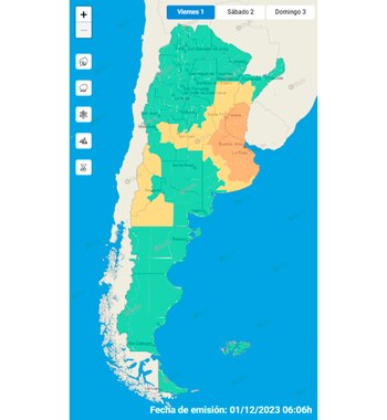 El mapa de alertas del