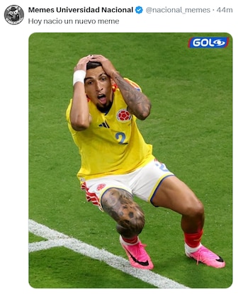 Expresión de preocupación del defensor colombiano que los usuarios convirtieron en nuevo meme viral del partido. - crédito X