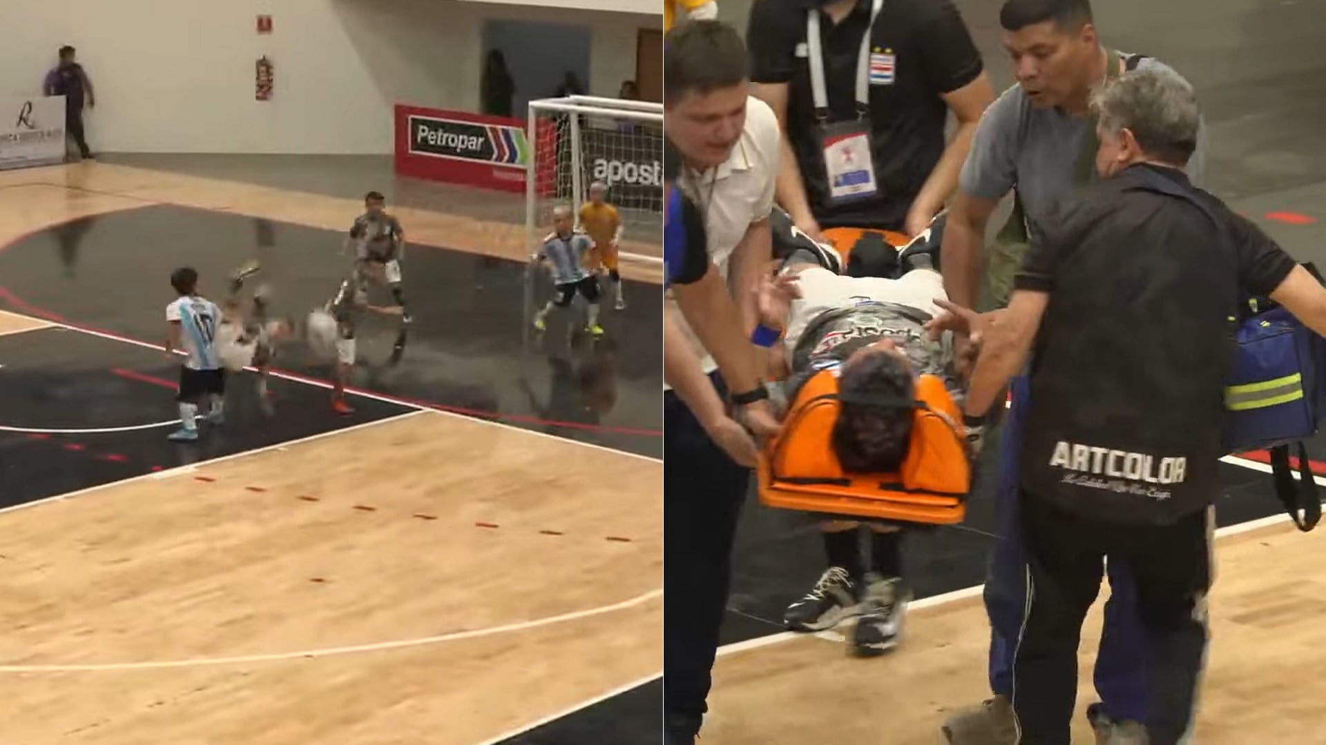 El momento de la salida del jugador paraguayo tras el golpe en la cabeza