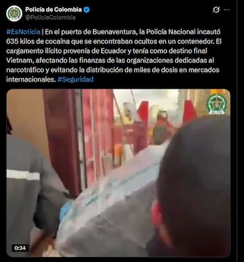 El presidente de Colombia planteó que las operaciones del narcotráfico se desplazan hacia Ecuador junto con parte de la violencia asociada al negocio - crédito @PoliciaColombia/X
