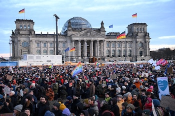 La protesta frente al edificio