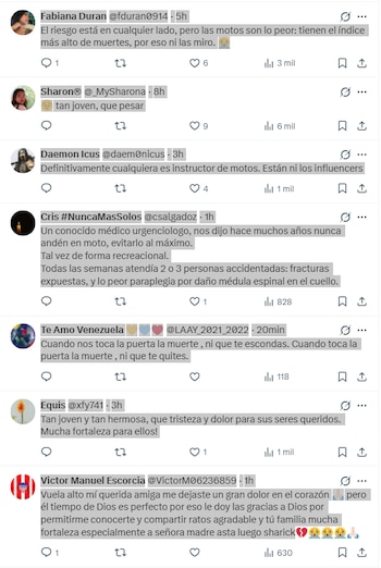 Los comentarios en redes sociales al fallecimiento de la jóven de 19 años, Sharidt Trujillo - crédito X