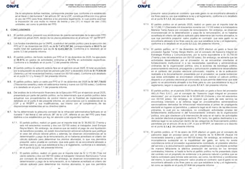 Página de un informe técnico con texto en español, cifras monetarias y porcentajes, encabezado con el logo ONPE y el título 'INFORME TECNICO'