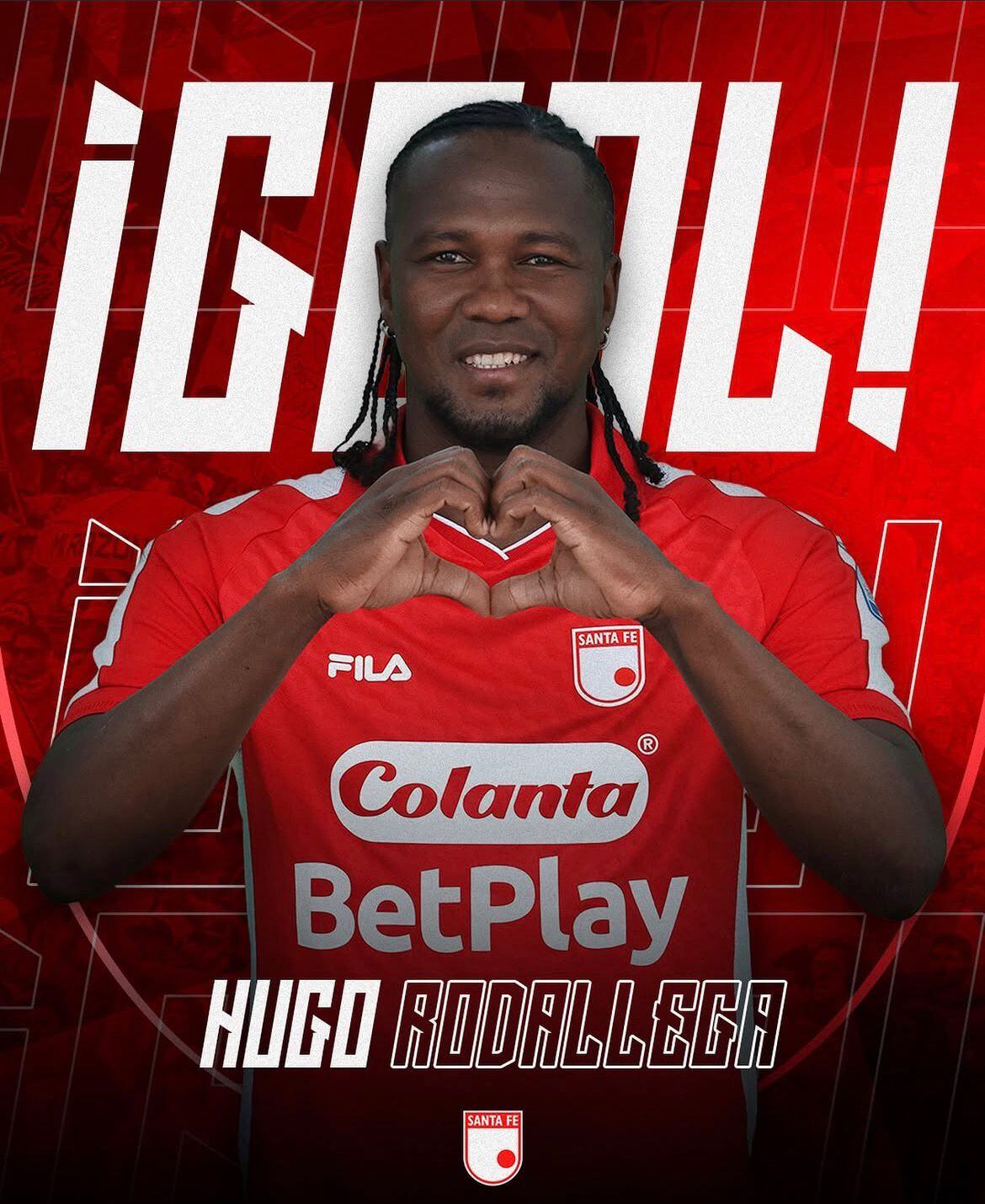 El experimentado delantero colombiano, y que actualmente milita en Independiente Santa Fe, Hugo Rodallega, anotó el segundo gol ante Deportivo Pasto - crédito @santafe/Instagram