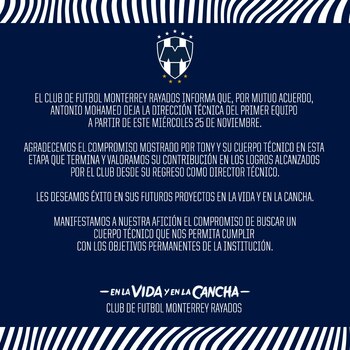 Comunicado de Rayados de Monterrey