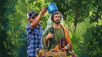 Lavaron santos para pedir por lluvia y una llovizna encendió la esperanza en plena sequía de la comunidad de Intibucá, Honduras