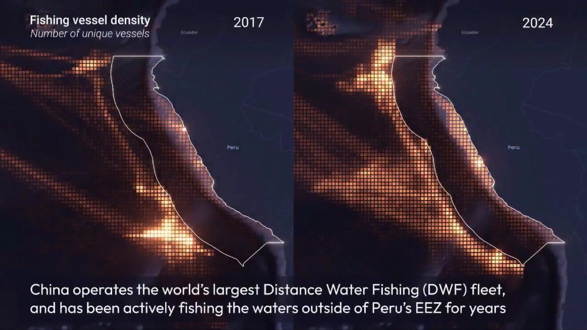 En los últimos años, flotas industriales se han acercado con mayor intensidad a los límites de la ZEE peruana.