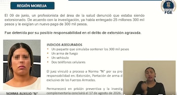 Detenida por extorsión en Michoacán