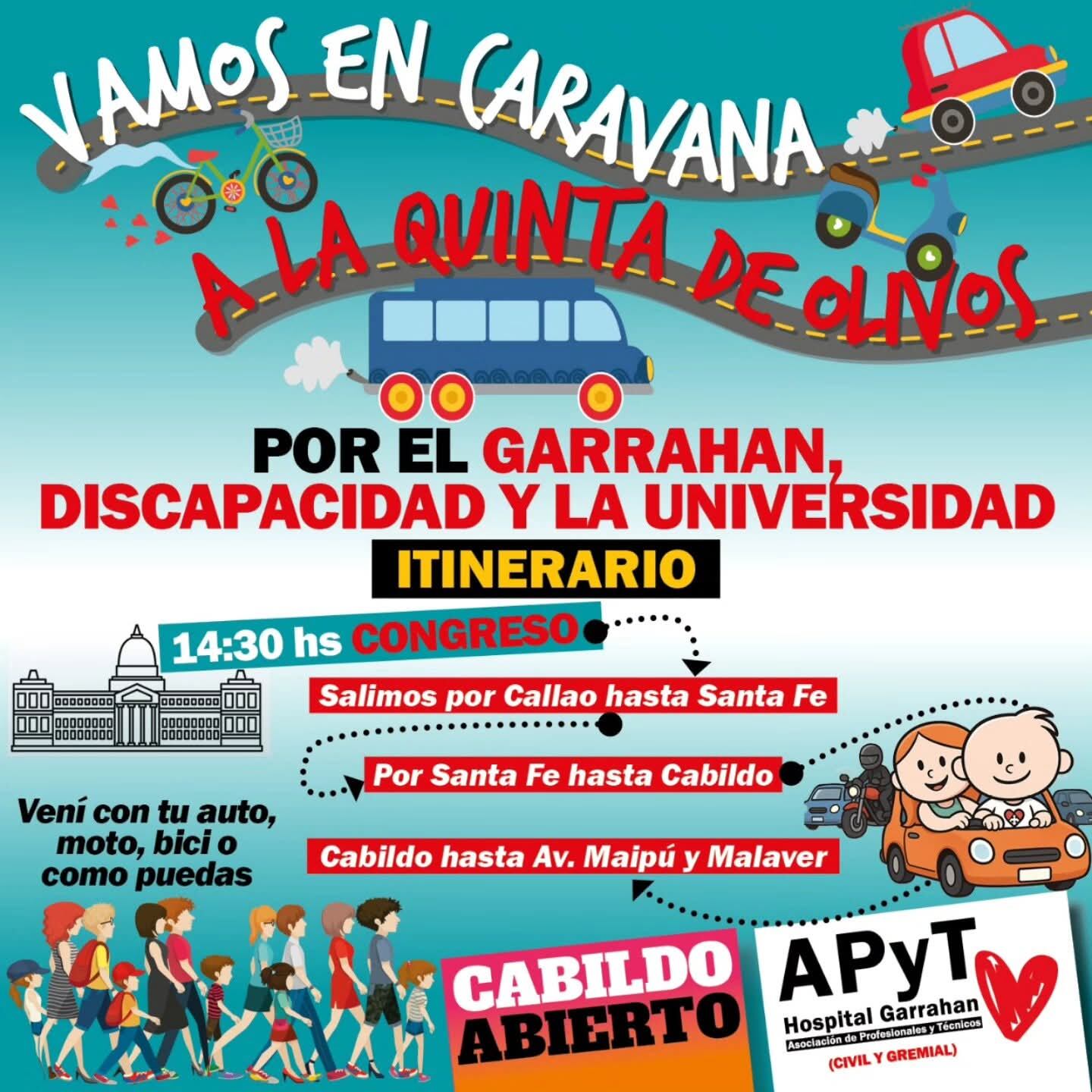 La caravana comenzará en Congreso a las 14:30 horas.