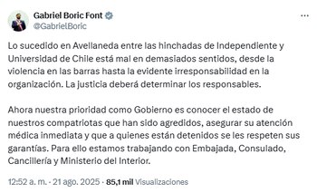 En un mensaje publicado en