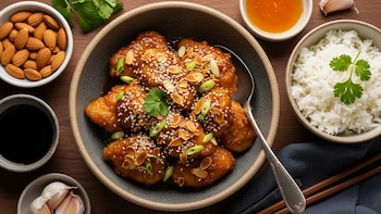 Pollo con almendras estilo oriental: receta fácil para una comida llena de sabor