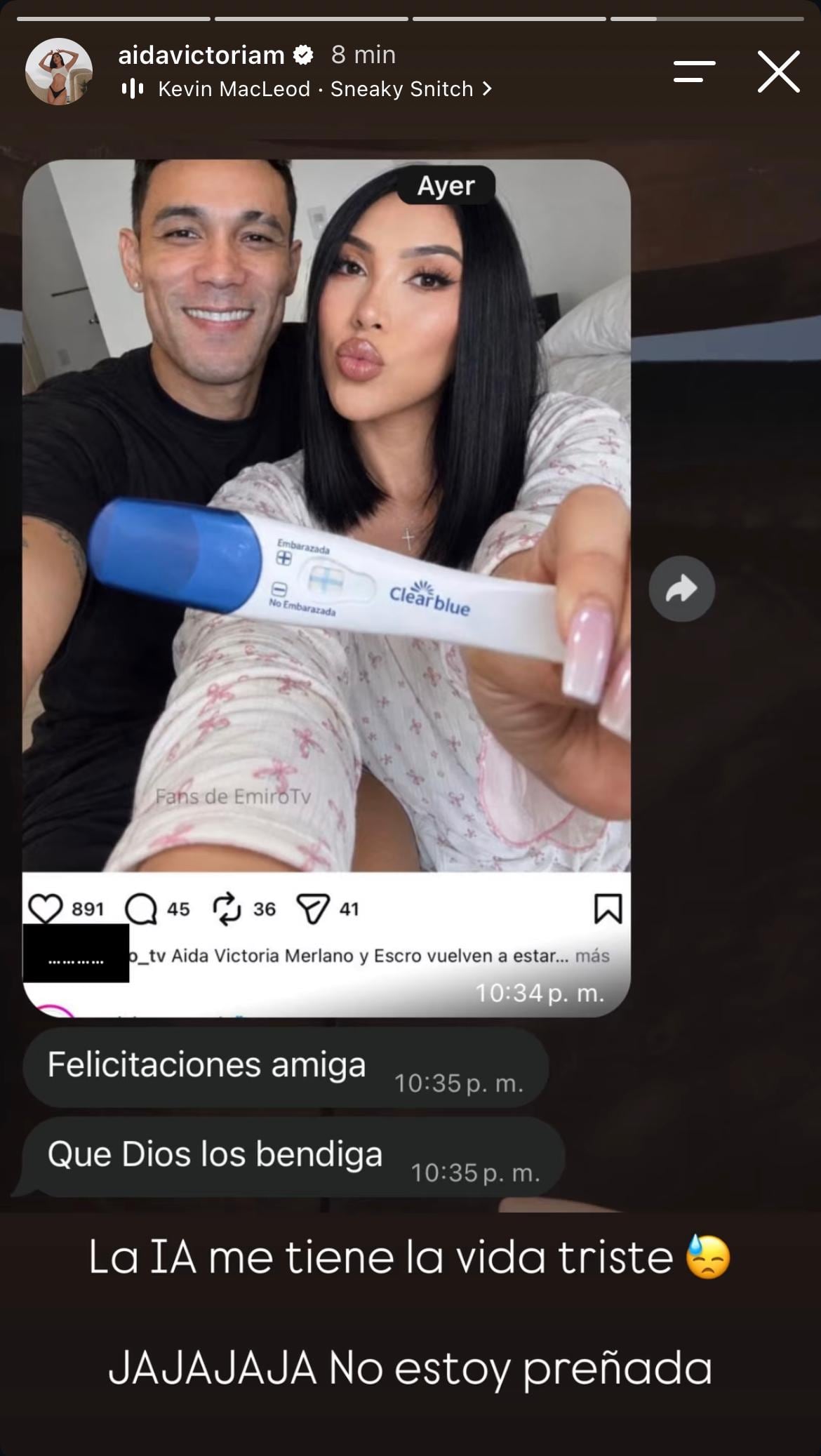 La creadora de contenido desmintió que esté esperando un hermano para Emiliano - crédito @aidavictoriam/IG