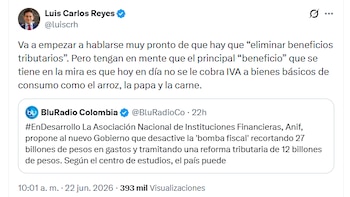 El exdirector de la Dian criticó propuesta de la Anif - crédito @luiscrh/X