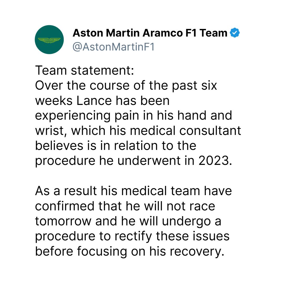 El comunicado de Aston Martin sobre Stroll