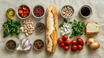 Bruschetta de frijoles blancos sobre