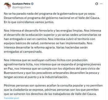 En su publicación, el presidente