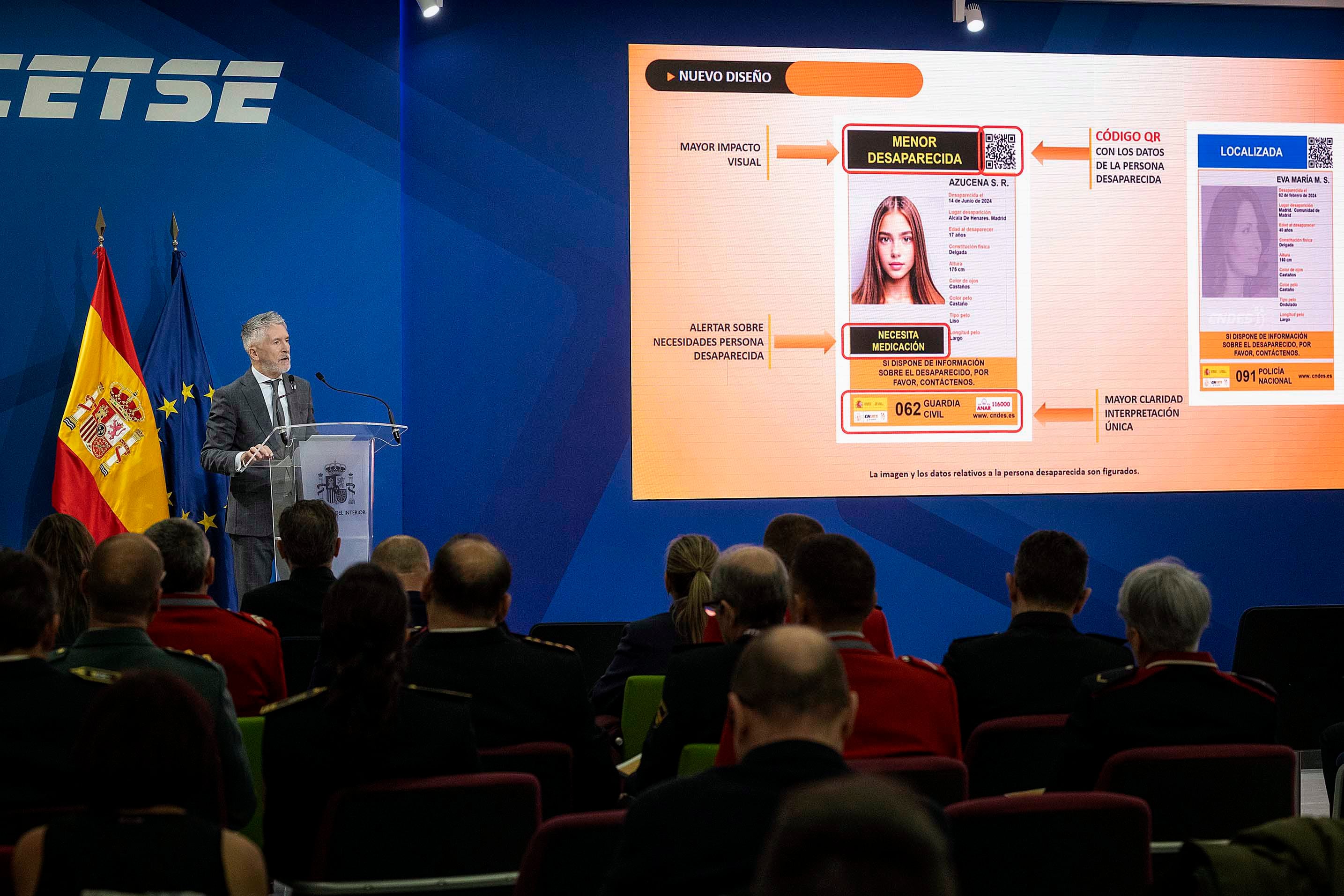 El ministro del Interior, Fernando Grande-Marlaska, presentando este año el balance de personas desaparecidas