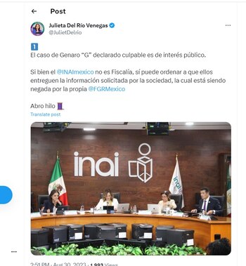 La comisionada del INAI también
