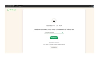 Pantalla de desbloqueo de WhatsApp Web con campo para contraseña