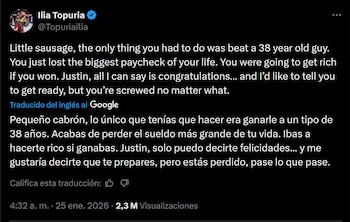 El mensaje provocador de Topuria