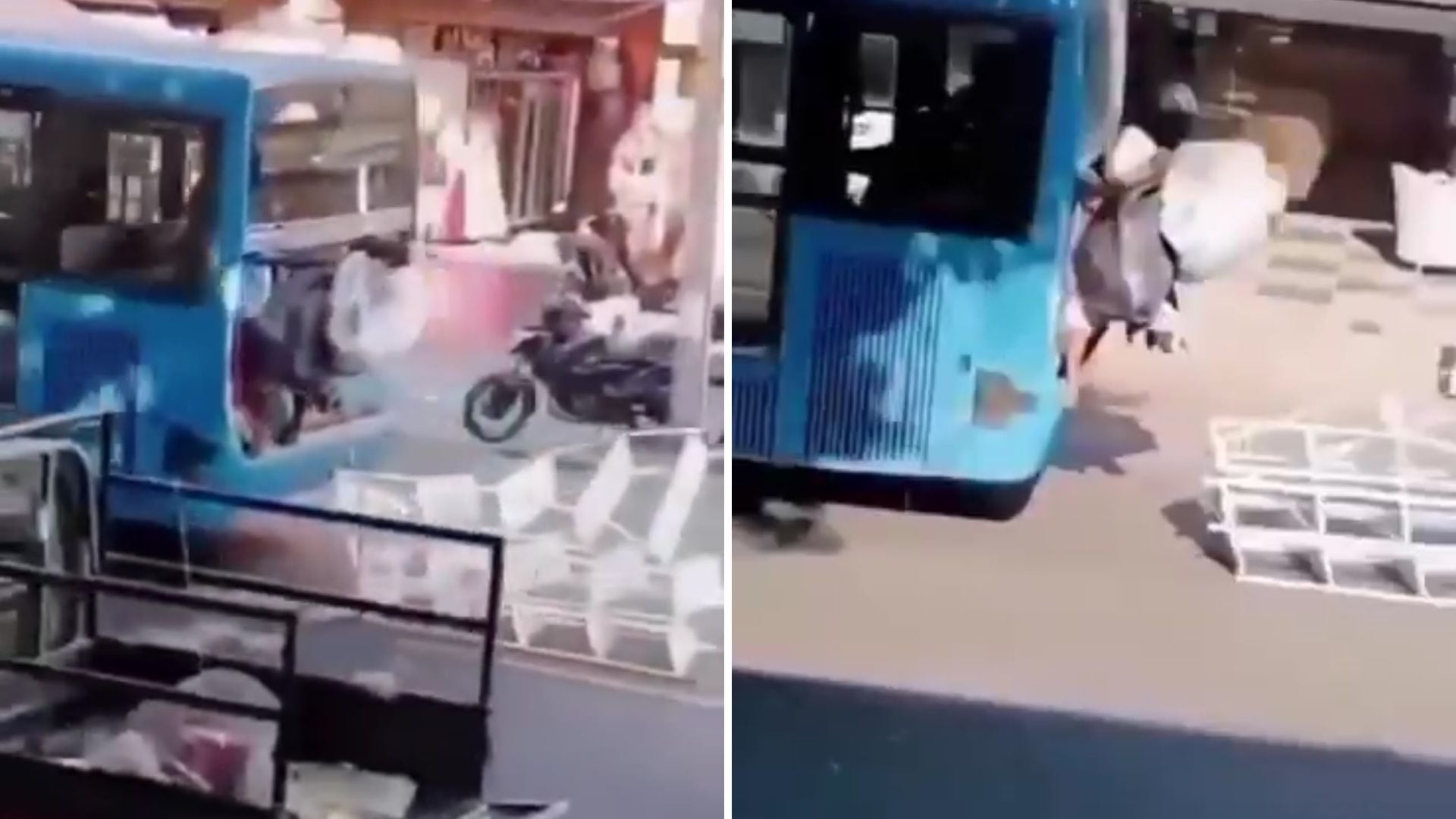 De no creer: Presunto habitante de calle se colgó del MIO en Cali y lo utilizó como camión de acarreos, trasladaba repisas