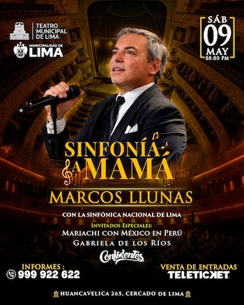 Marcos Llunas regresa a Lima con el espectáculo “Sinfonía a Mamá”, acompañado de la Sinfónica Nacional en el Teatro Municipal.