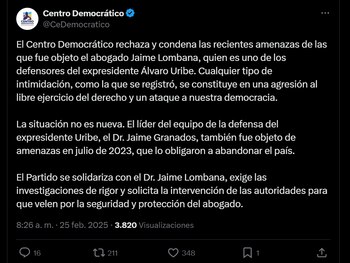 El Centro Democrático rechazó las