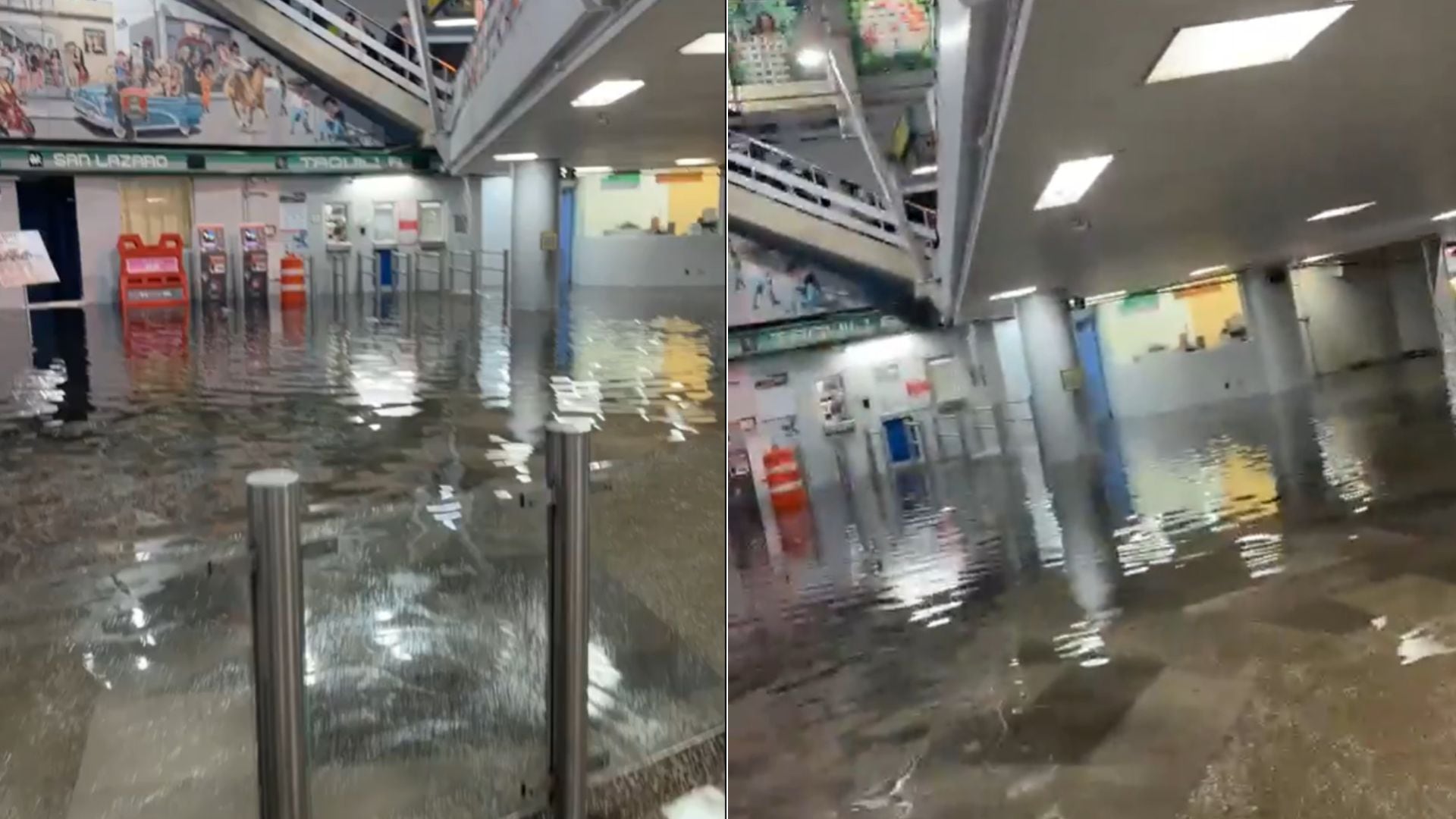 Usuarios reportaron inundaciones en la estación San Lázaro de la Línea B (Captura redes sociales)