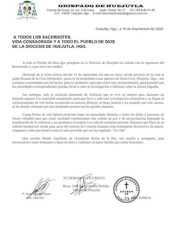 La Conferencia del Episcopado Mexicano y el Obispado de Huejutla exigieron una investigación exhaustiva y justicia expedita por el asesinato del sacerdote. (Crédito: facebook|Diócesis de Huejutla)