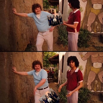 Meme de dos paneles con Jack Black como Nacho y Esqueleto. Nacho reacciona sorprendido ante la imagen superpuesta de Julieta Venegas y "La Niña Futbolista"