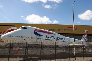FILE PHOTO: A British Airways Boeing 747 is seen at the Heathrow Airport in London, Britain, July 17, 2020. REUTERS/Hannah McKay