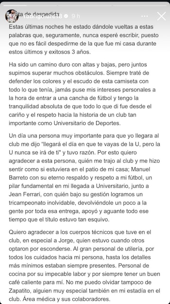 El post de despedida de