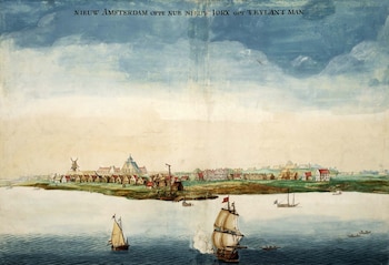 Nueva Amsterdam, la futura Nueva York (cuadro de Johannes Vingboons, 1664)