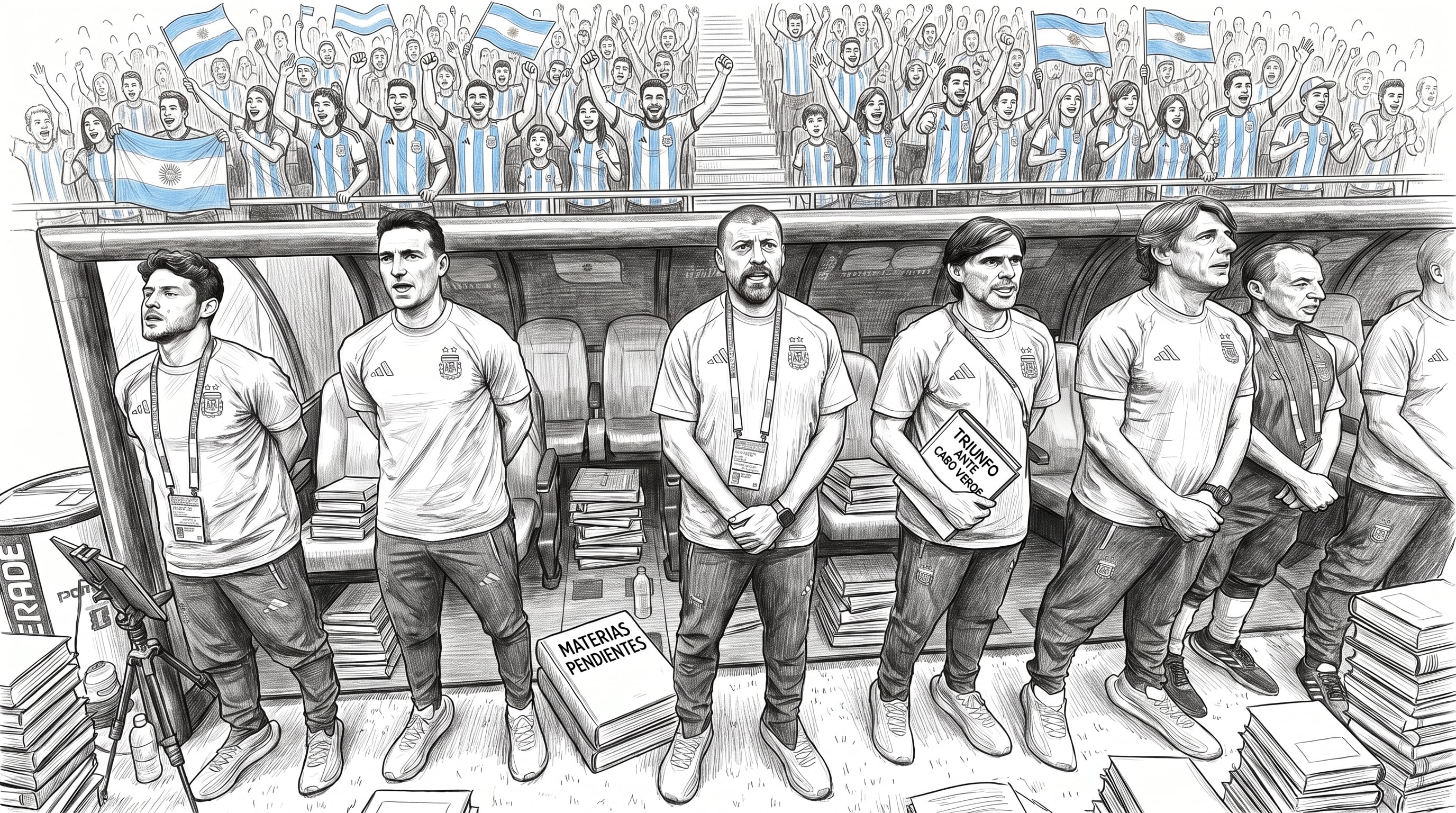 El cuerpo técnico argentino seguramente sacará conclusiones luego del sufrido triunfo frente a Cabo Verde (Imagen Ilustrativa Infobae)