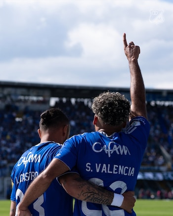 Sebastián Valencia celebró su primer gol como jugador de Millonarios en el Clásico de Bogotá - crédito Millonarios FC