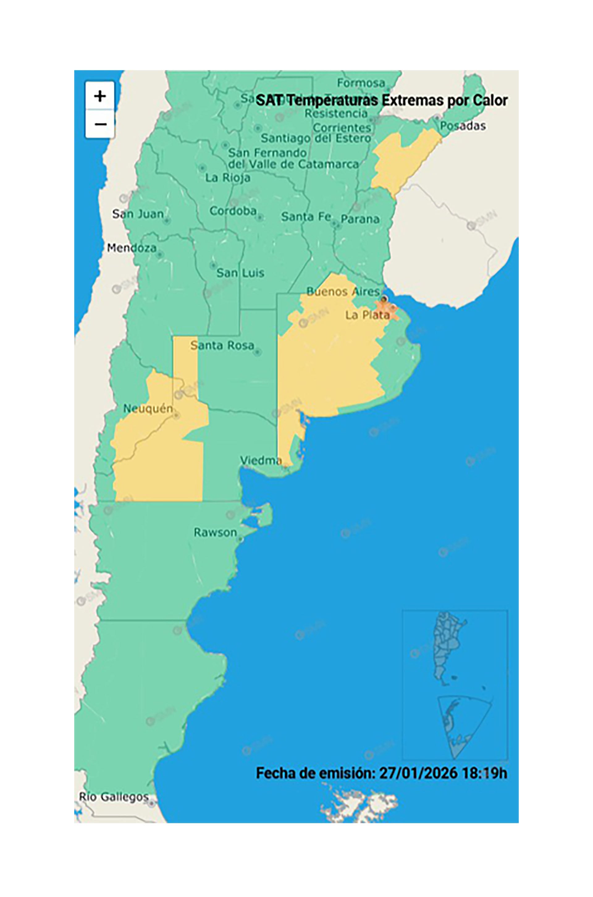 Las alertas por temperaturas extremas cálidas en el país