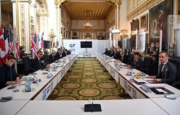 Los ministros de Relaciones Exteriores del G7 mantuvieron una reunión en Londres, Reino Unido (Ben Stansall/Pool via REUTERS)