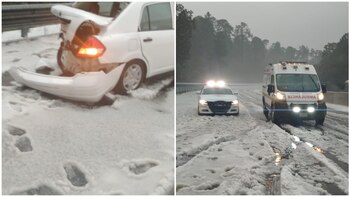 Una grandine sull'autostrada Messico-Puebla ha