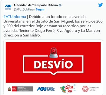 Desvíos del corredor rojo por