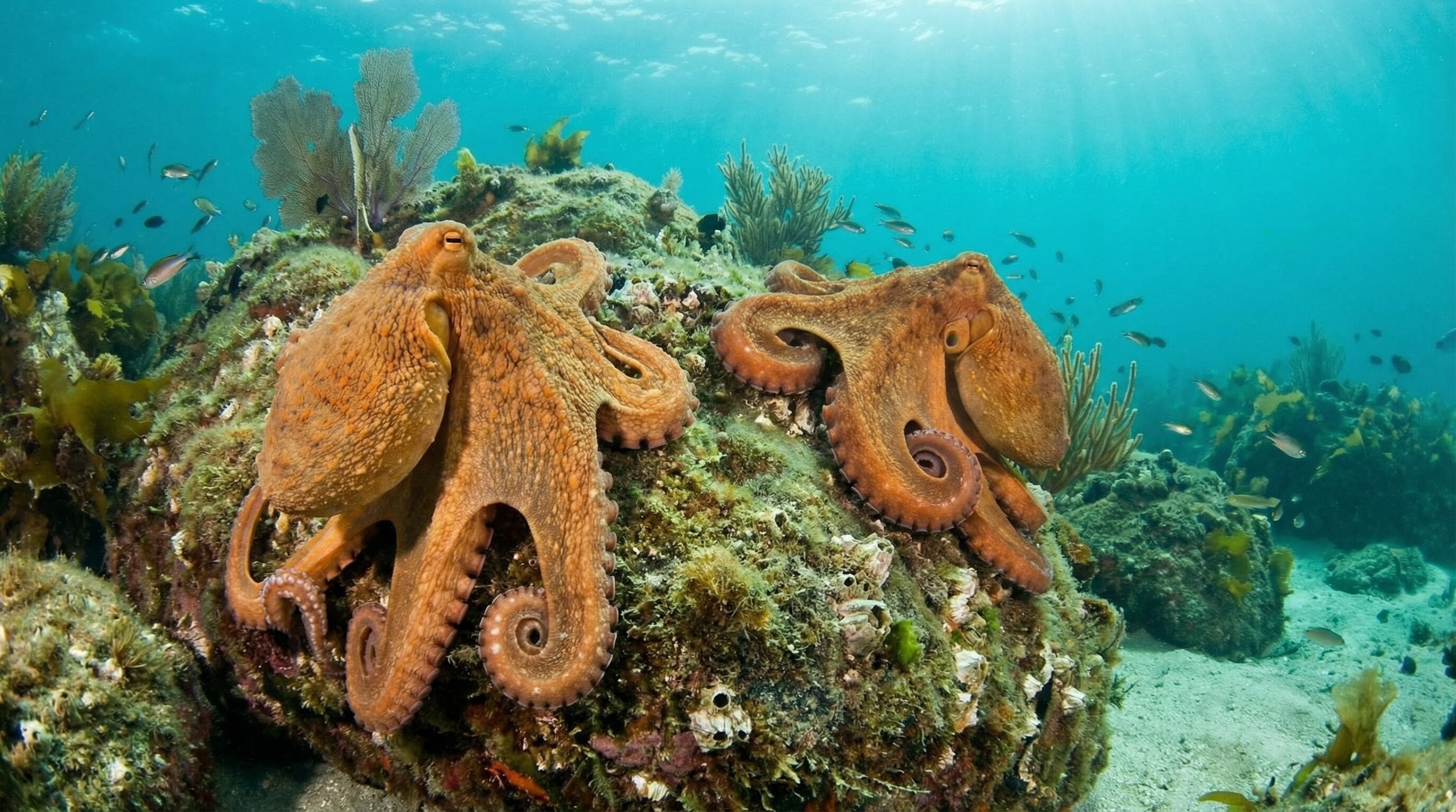 El pulpo Octopus bimaculoides macho utiliza sistemáticamente el brazo R3 como principal herramienta reproductiva, según nuevos hallazgos científicos (Imagen Ilustrativa Infobae)