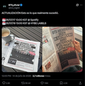 BTS activó la campaña de “NORMAL” con un aviso de página completa en el San Francisco Chronicle y el New York Post - (X:@bts_bighit)