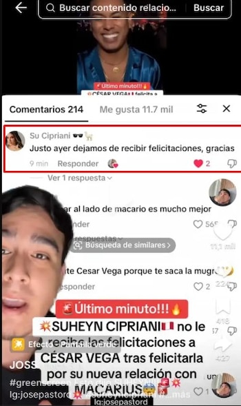 Suheyn Cipriani rechaza buenos deseos